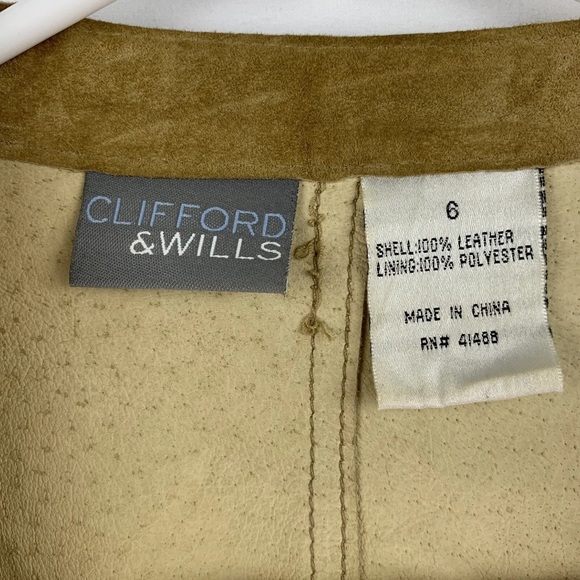 Clifford & Wills Jacket Blazer Tan Genuine Suede Button Down Western Cowgirl - Picture 3 of 8